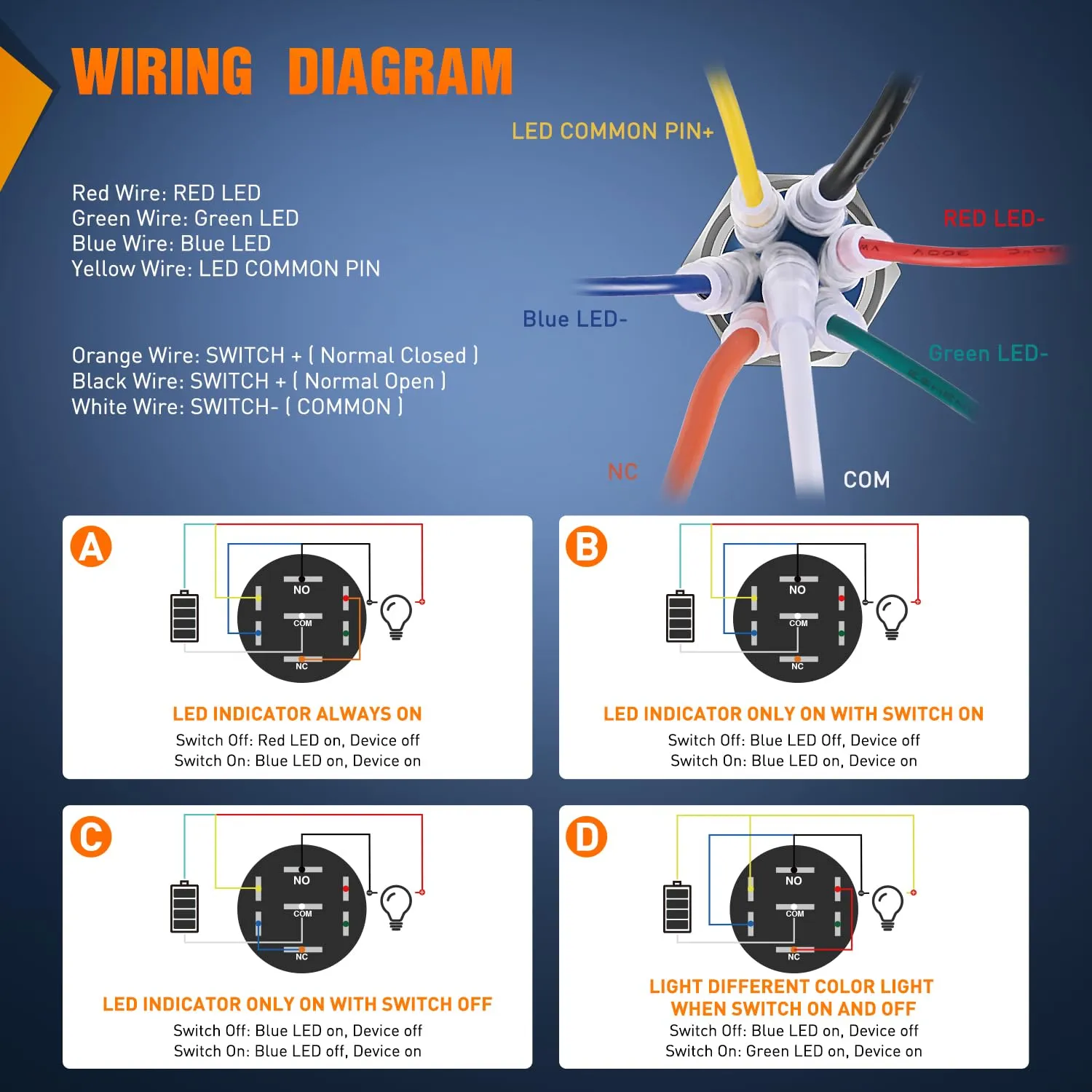 16mm RGB Toggle Switch 3Pcs