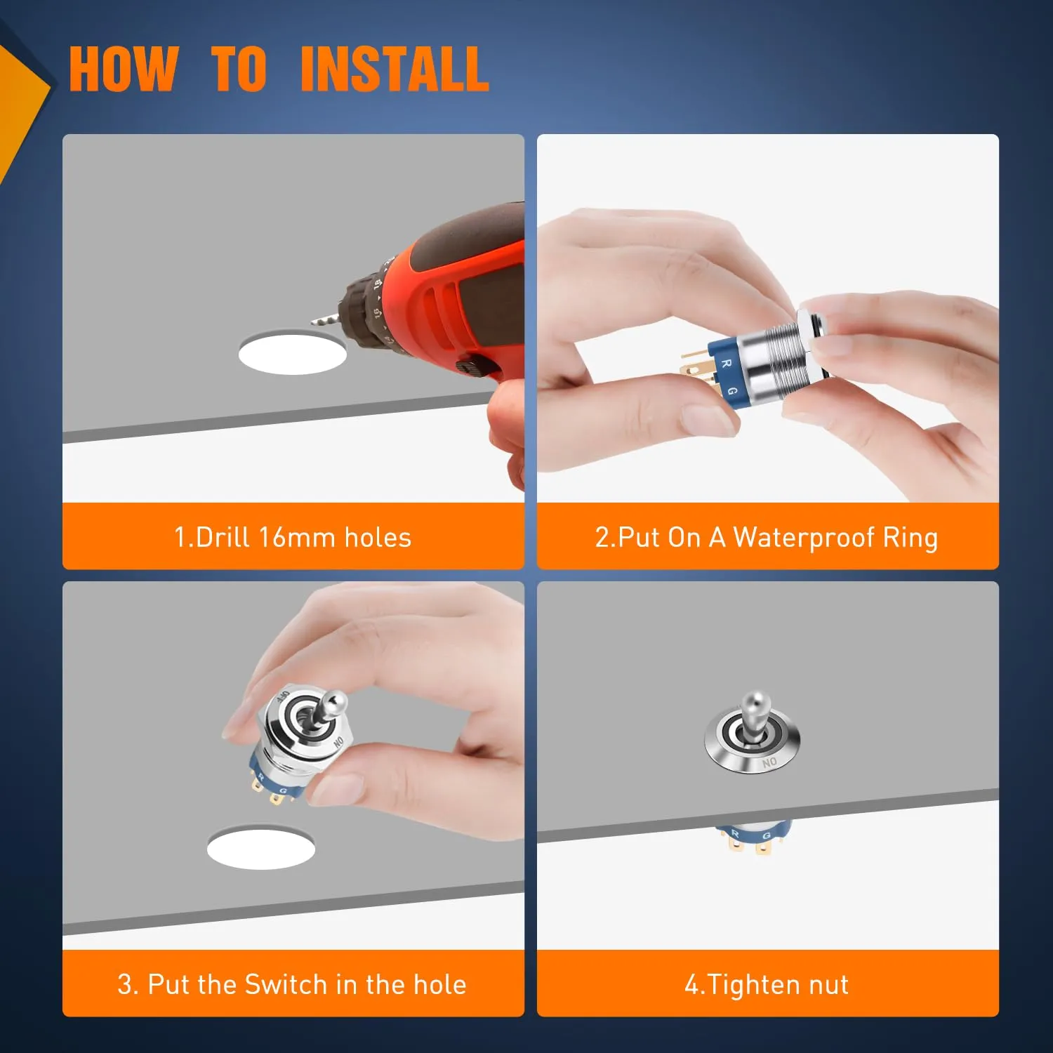 16mm RGB Toggle Switch 3Pcs