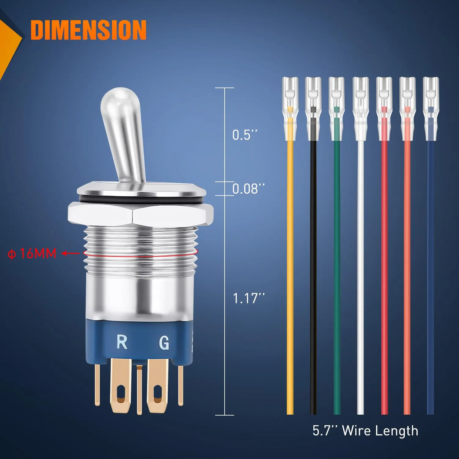 16mm RGB Toggle Switch 3Pcs