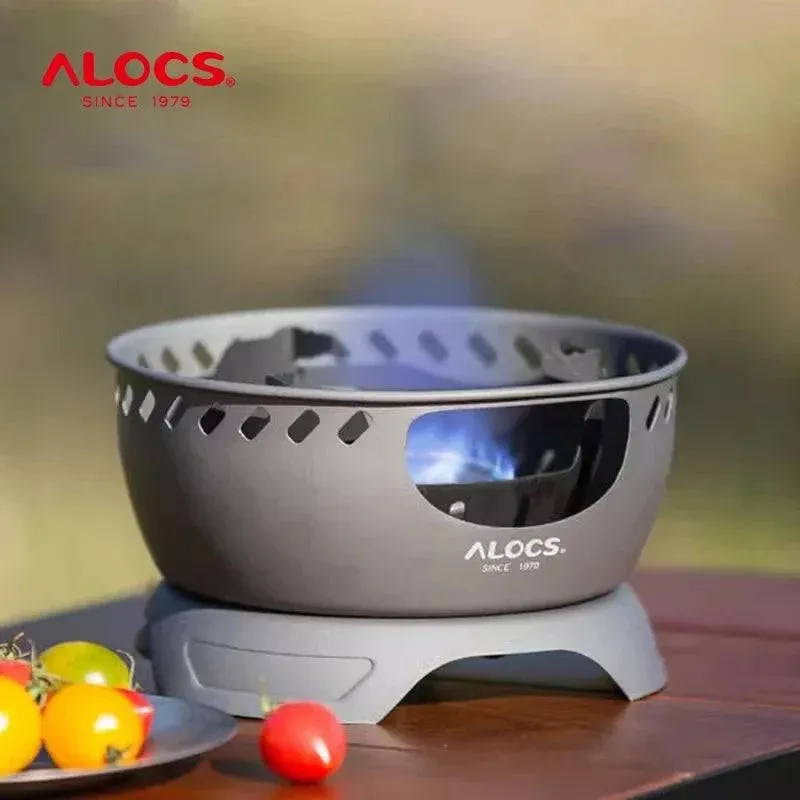 ALOCS  Wind Shield Camping Gas Stove Outdoor Hiking Butane Propane Burner for Backpacking Picnic Emergency Cooking