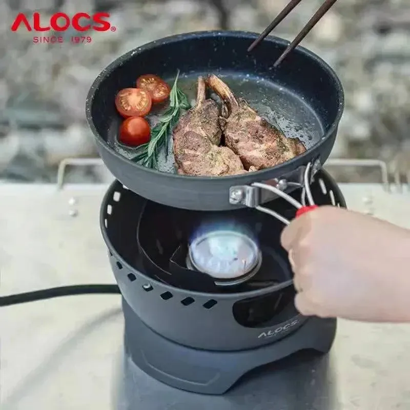 ALOCS  Wind Shield Camping Gas Stove Outdoor Hiking Butane Propane Burner for Backpacking Picnic Emergency Cooking