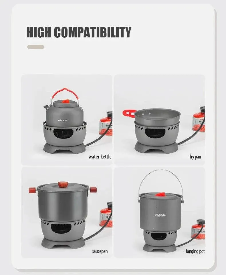 ALOCS  Wind Shield Camping Gas Stove Outdoor Hiking Butane Propane Burner for Backpacking Picnic Emergency Cooking