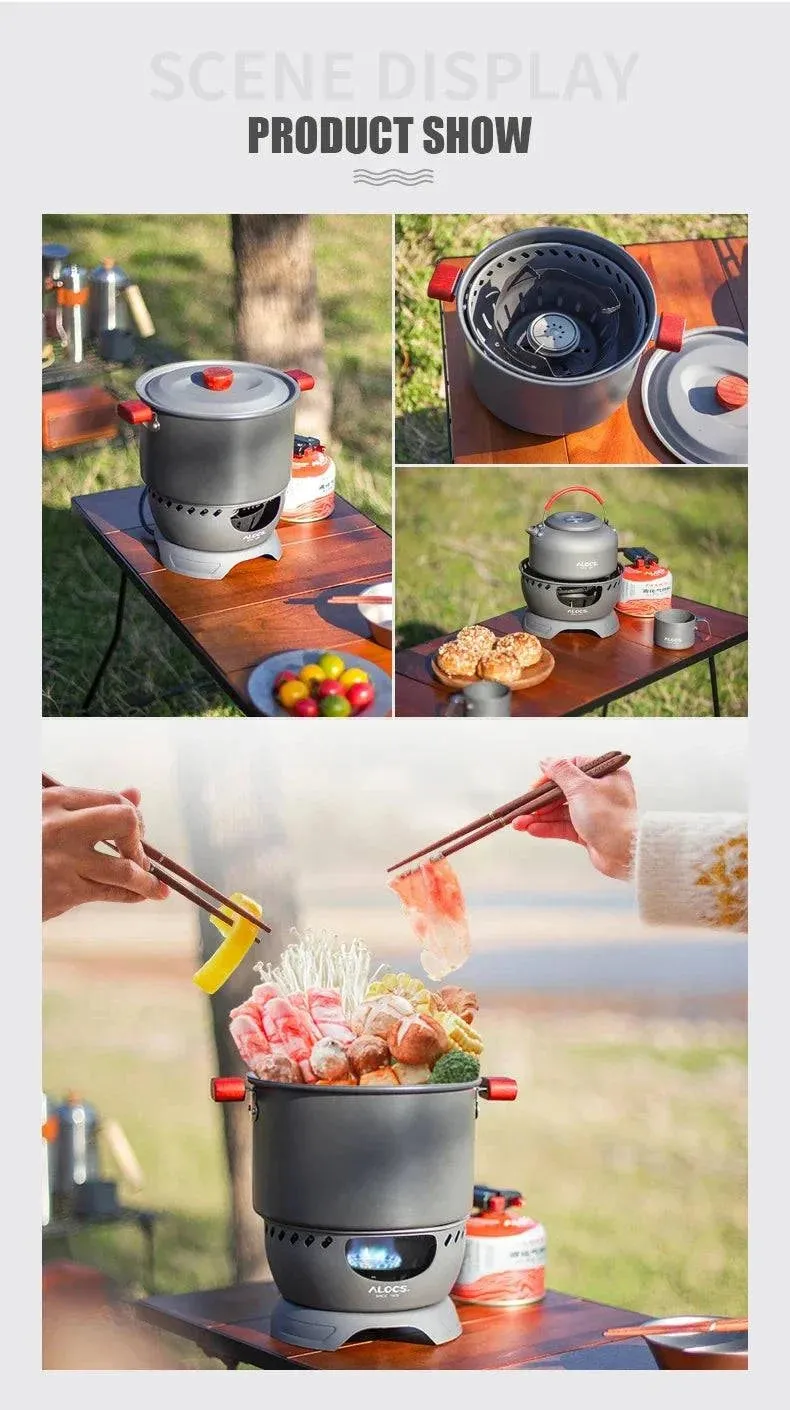 ALOCS  Wind Shield Camping Gas Stove Outdoor Hiking Butane Propane Burner for Backpacking Picnic Emergency Cooking