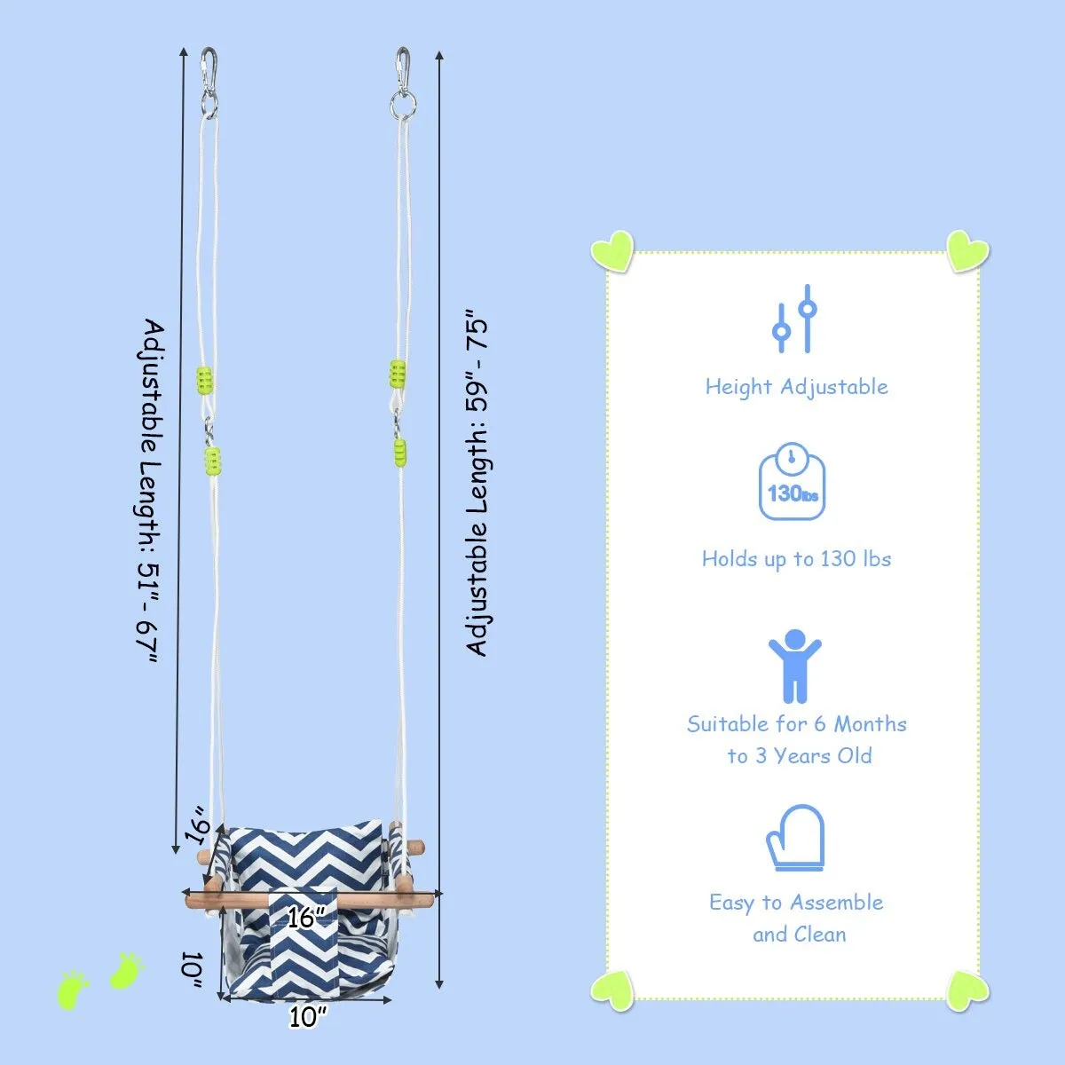 Baby/Toddler Cotton Canvas Hanging Hammock Swing Toy