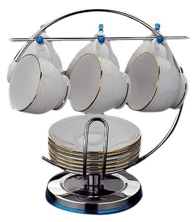 Bridge2Shopping Stainless Steel Cup and Saucer Stand, Silver Color
