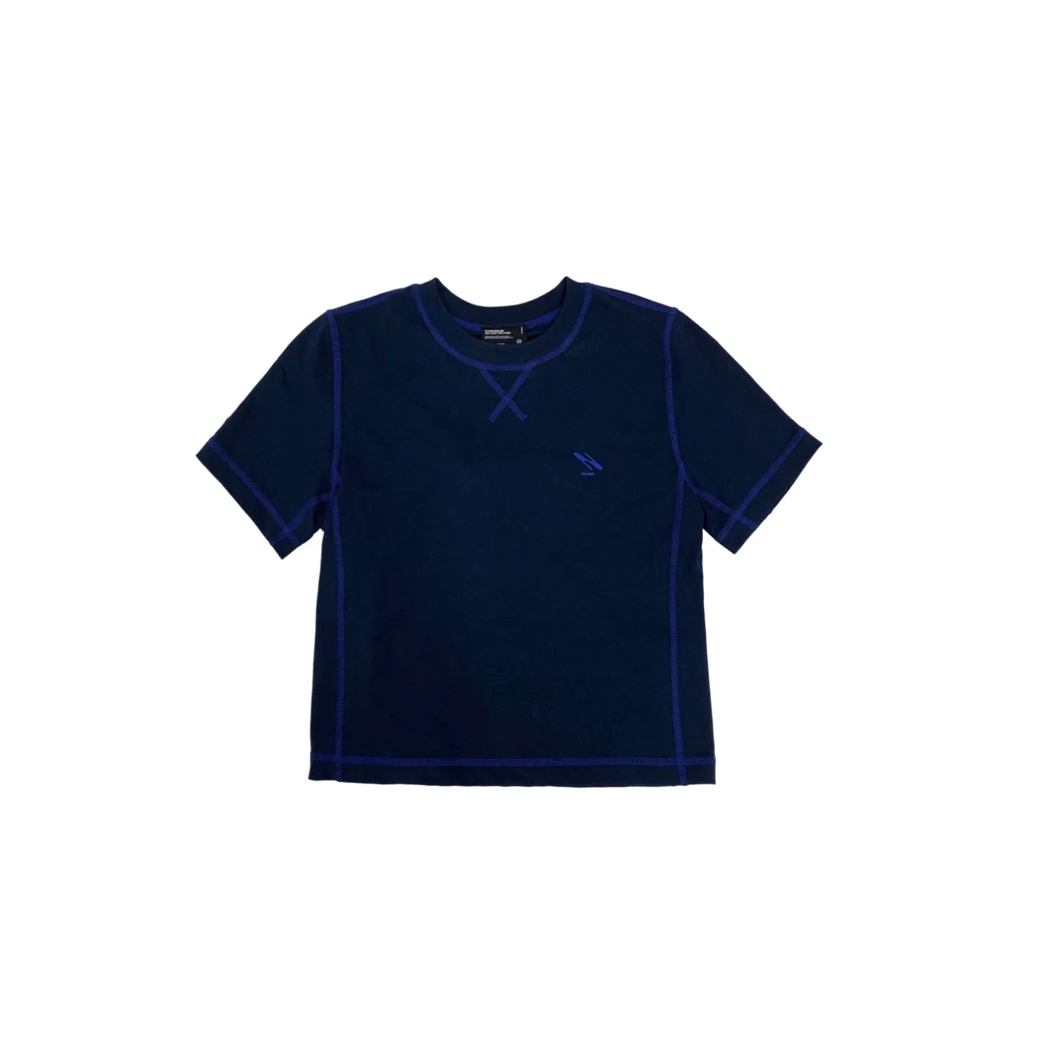 Decorative Line Quick Drying Short Sleeve T-shirt In Dark Blue