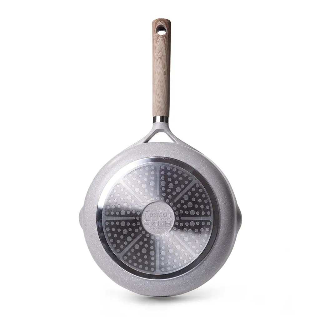 Fissman Deep Frying Pan Borneo Series Aluminum With Induction Bottom ANd Non Stick Coating TouchStone Grey/Beige 28x7.2cm
