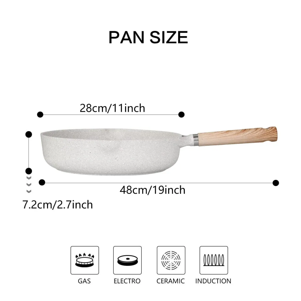 Fissman Deep Frying Pan Borneo Series Aluminum With Induction Bottom ANd Non Stick Coating TouchStone Grey/Beige 28x7.2cm
