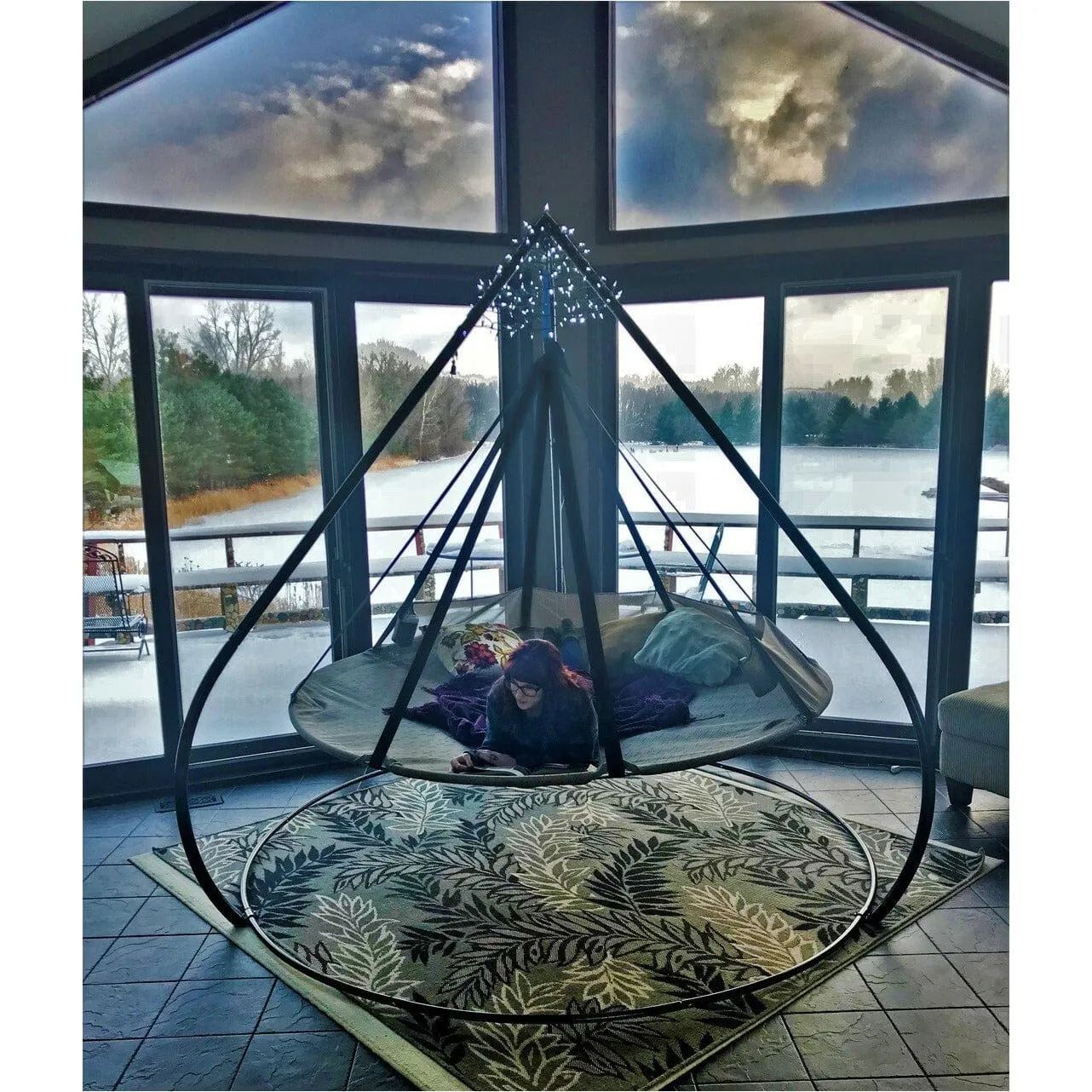 FlowerHouse 7ft dia Hanging Hammock Flying Saucer with Stand - FHFSSVR-SET