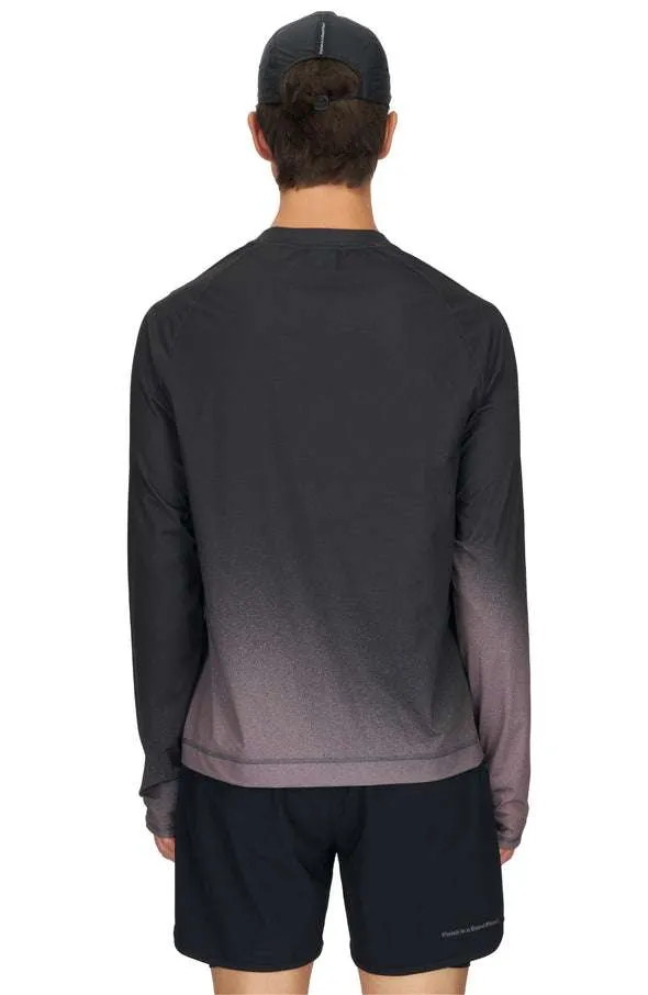 Gradient LS - Men's Long Sleeve Running T-shirt in Black & Grey - UNNA