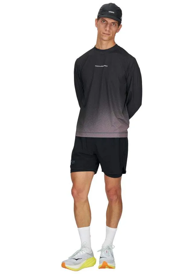 Gradient LS - Men's Long Sleeve Running T-shirt in Black & Grey - UNNA