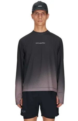 Gradient LS - Men's Long Sleeve Running T-shirt in Black & Grey - UNNA