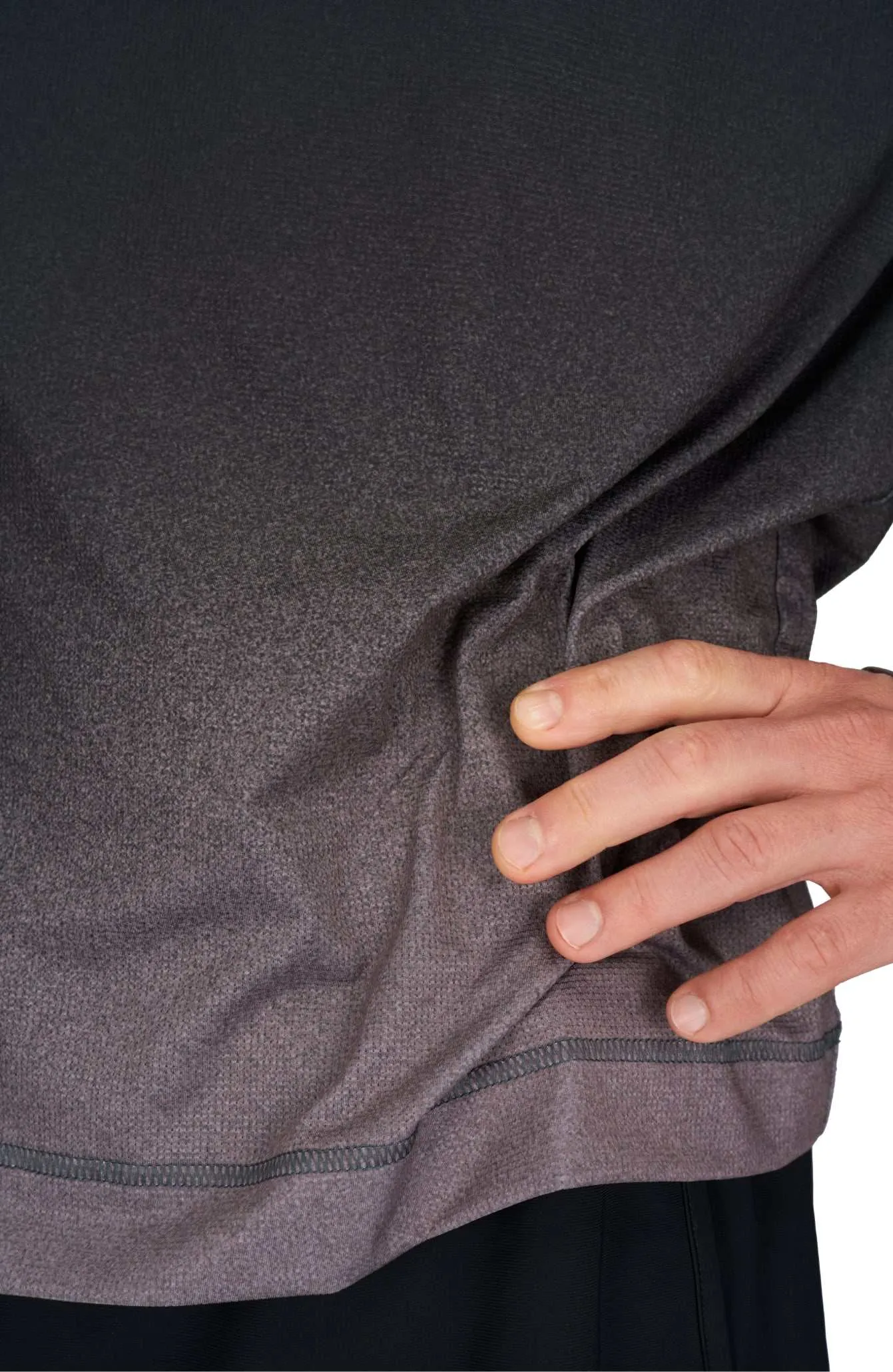 Gradient LS - Men's Long Sleeve Running T-shirt in Black & Grey - UNNA
