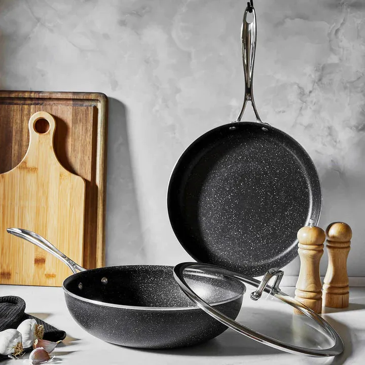 HENCKELS Capri Notte Frypan and Wok Set Granitium Non-stick Coating, 3-piece- clearance