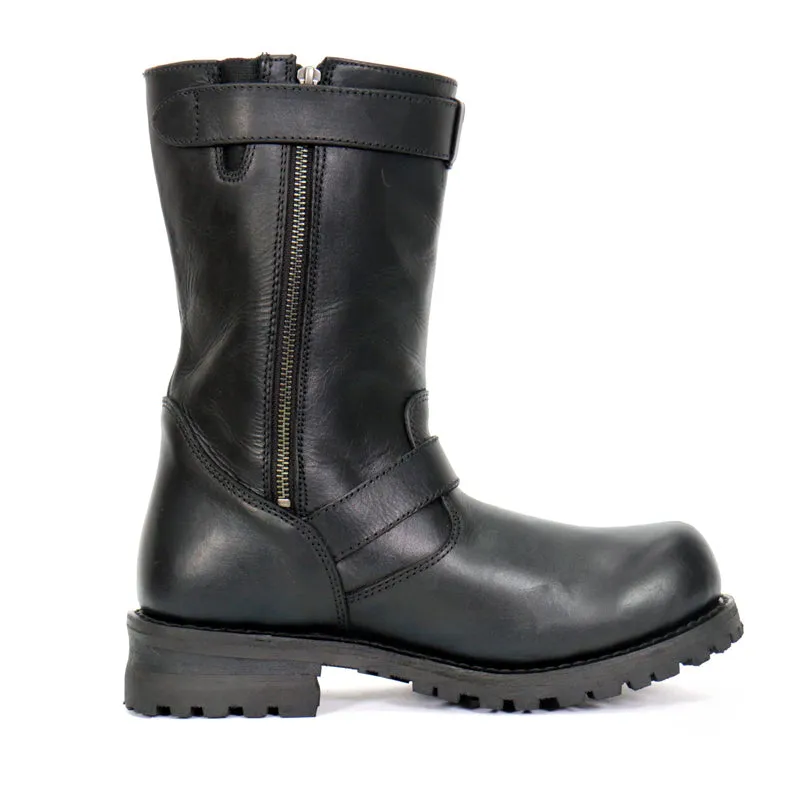 Hot Leathers BTM1018 Men’s Black Tall Harness Flag Skull Boot with