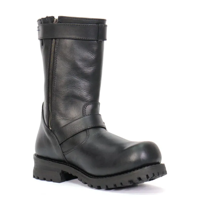 Hot Leathers BTM1018 Men’s Black Tall Harness Flag Skull Boot with