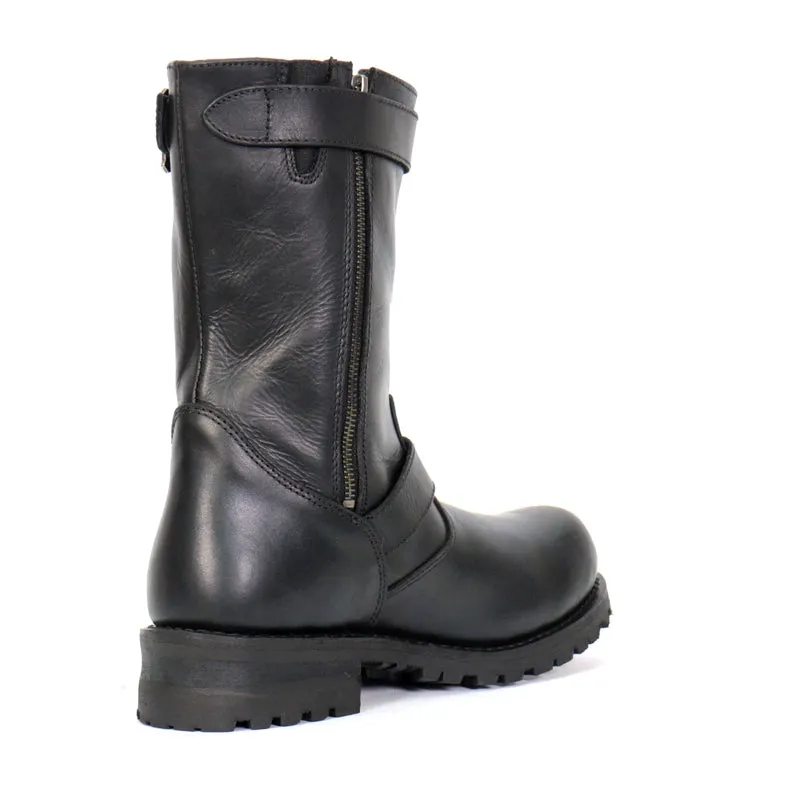 Hot Leathers BTM1018 Men’s Black Tall Harness Flag Skull Boot with