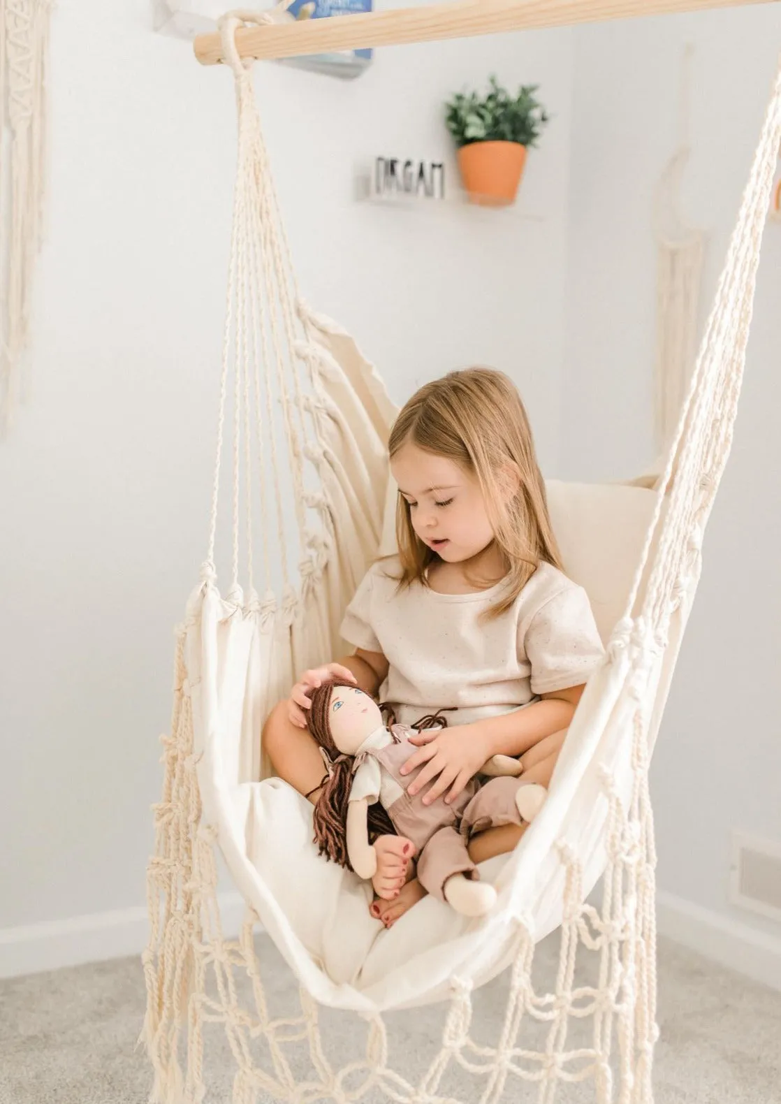 Junior White Macrame Hammock Swing Chair  | SERENA Jr.
