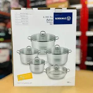Korkmaz 10pcs Astra A-1901 Pro Cr-Ni Cookware Set