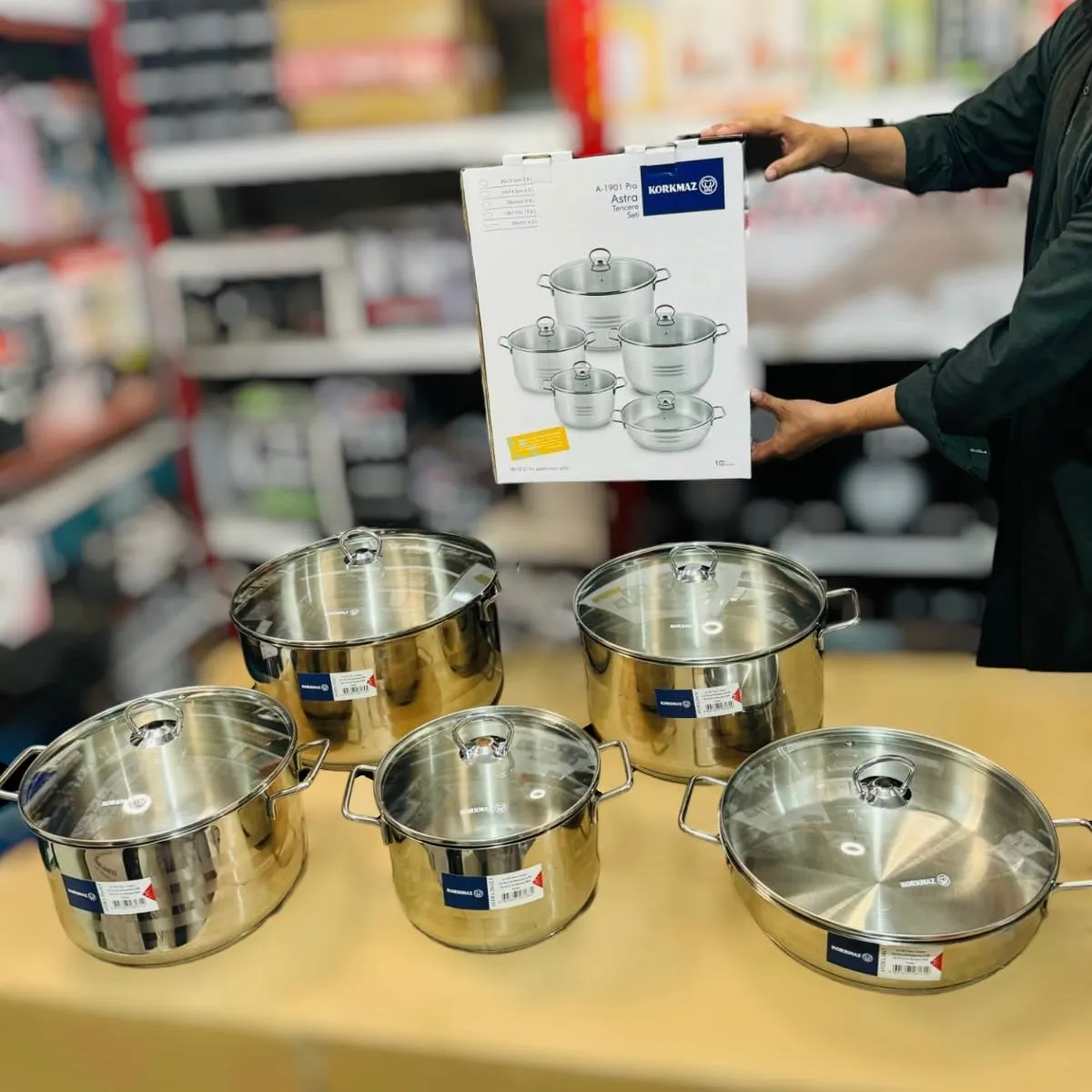 Korkmaz 10pcs Astra A-1901 Pro Cr-Ni Cookware Set