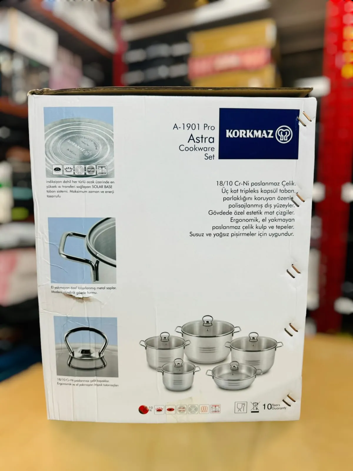 Korkmaz 10pcs Astra A-1901 Pro Cr-Ni Cookware Set