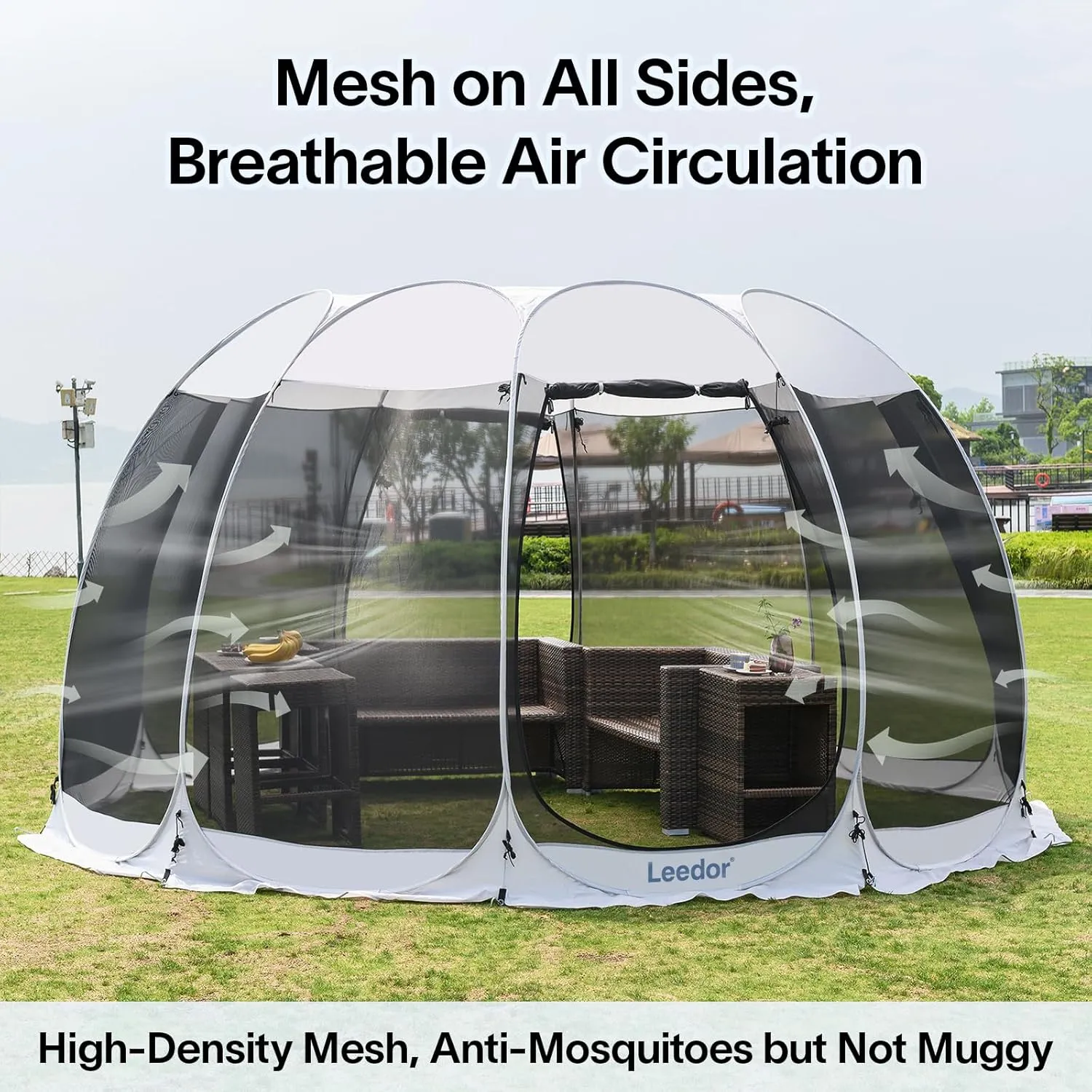 LEEDOR Pop Up Screen House, 6-10-15 Person Outdoor Screen TentCamping Screen Room with Carry Bag, Screened Gazebo with Mosquito Netting, Instant UV Resistant Sun Shelter for Garden, Patio, Backyard