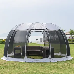 LEEDOR Pop Up Screen House, 6-10-15 Person Outdoor Screen TentCamping Screen Room with Carry Bag, Screened Gazebo with Mosquito Netting, Instant UV Resistant Sun Shelter for Garden, Patio, Backyard