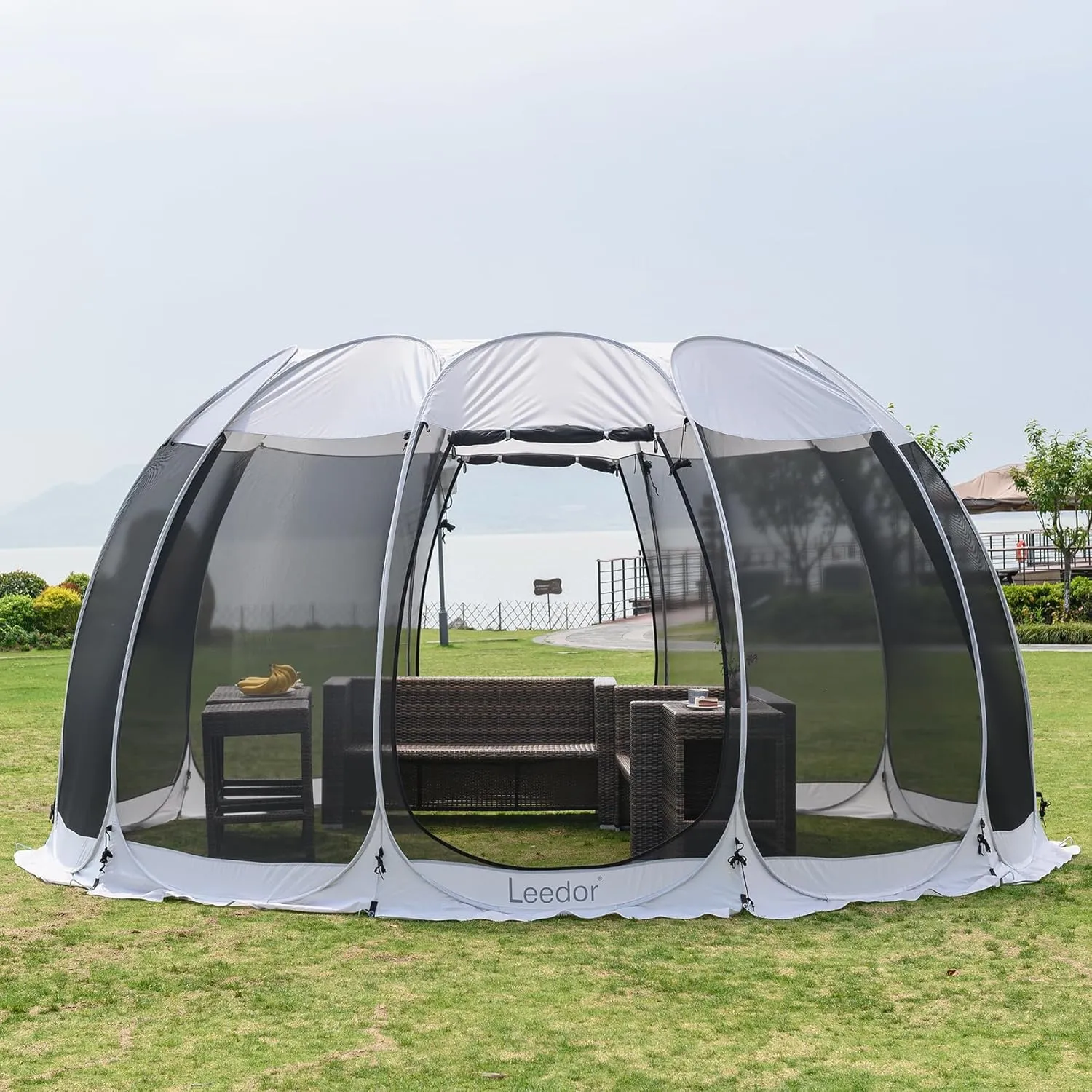 LEEDOR Pop Up Screen House, 6-10-15 Person Outdoor Screen TentCamping Screen Room with Carry Bag, Screened Gazebo with Mosquito Netting, Instant UV Resistant Sun Shelter for Garden, Patio, Backyard