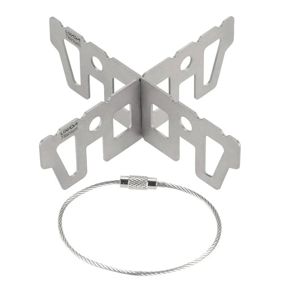 Lixada Titanium Alcohol Stove Rack Cross Stand Outdoor Camping Stove Stand Folding Picnic Stove Furnace Support Rack
