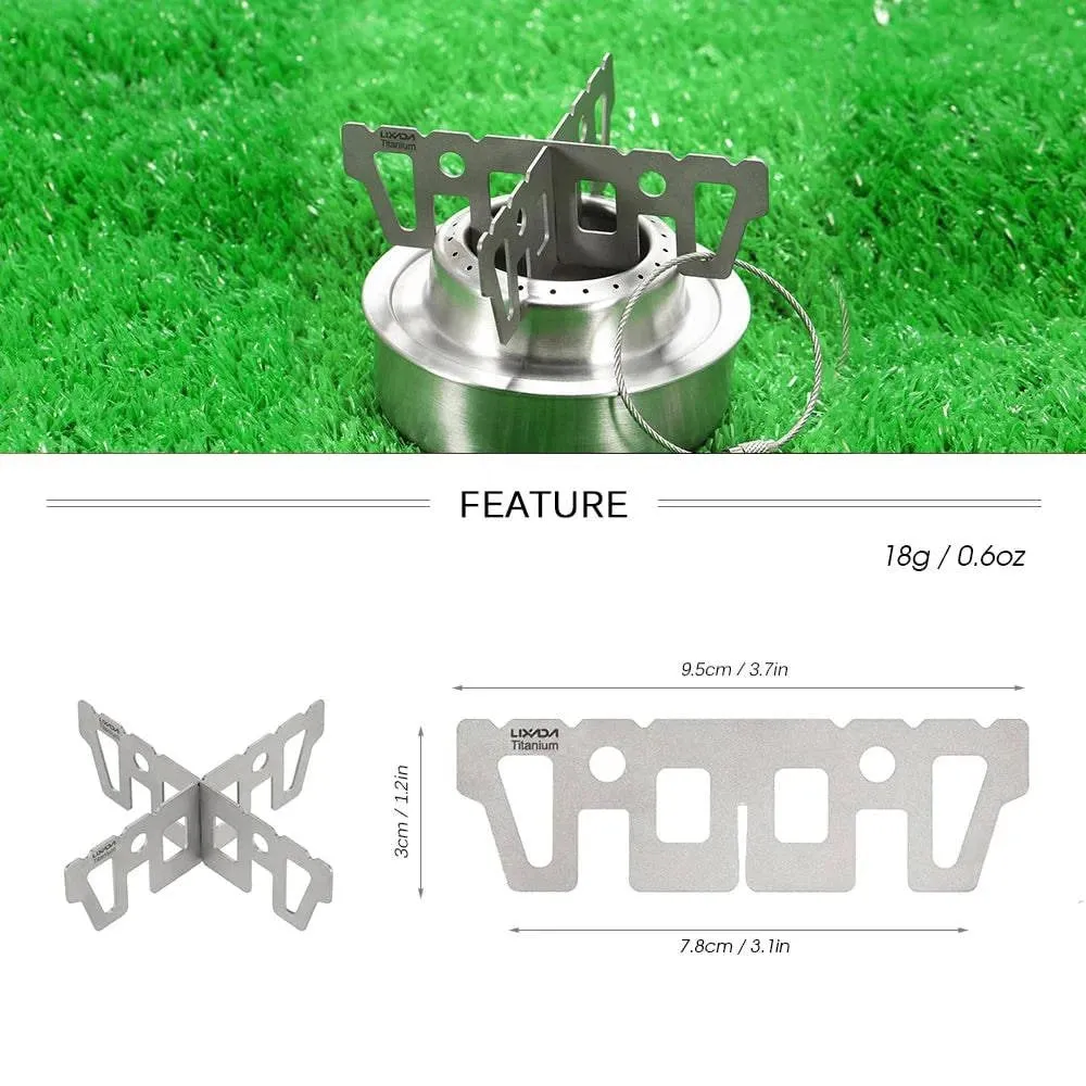 Lixada Titanium Alcohol Stove Rack Cross Stand Outdoor Camping Stove Stand Folding Picnic Stove Furnace Support Rack