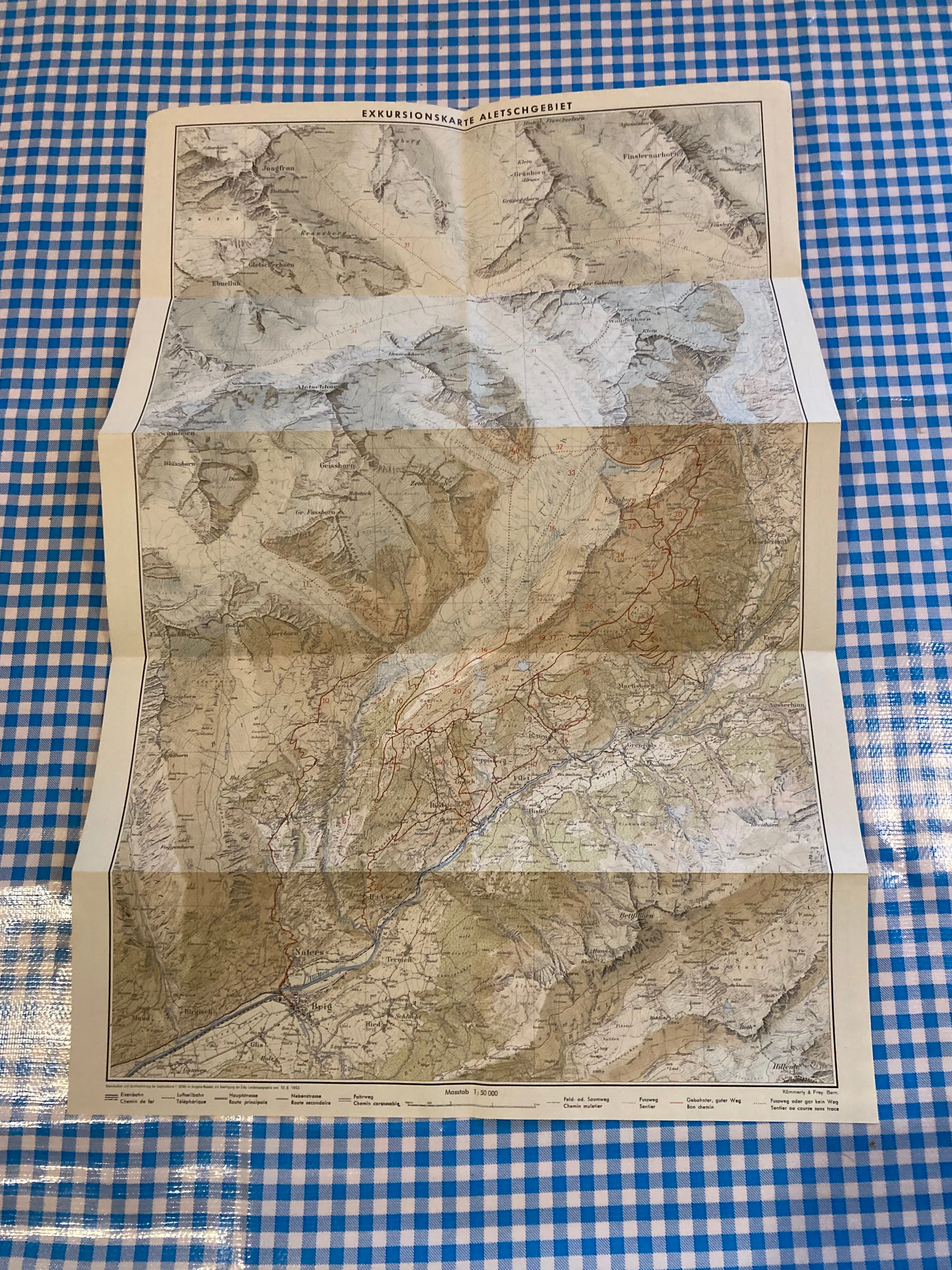 Maps, Antiques, Aletschgebiet Eggishorn-Betterhorn 1;50.000 scale (10.06.1963)