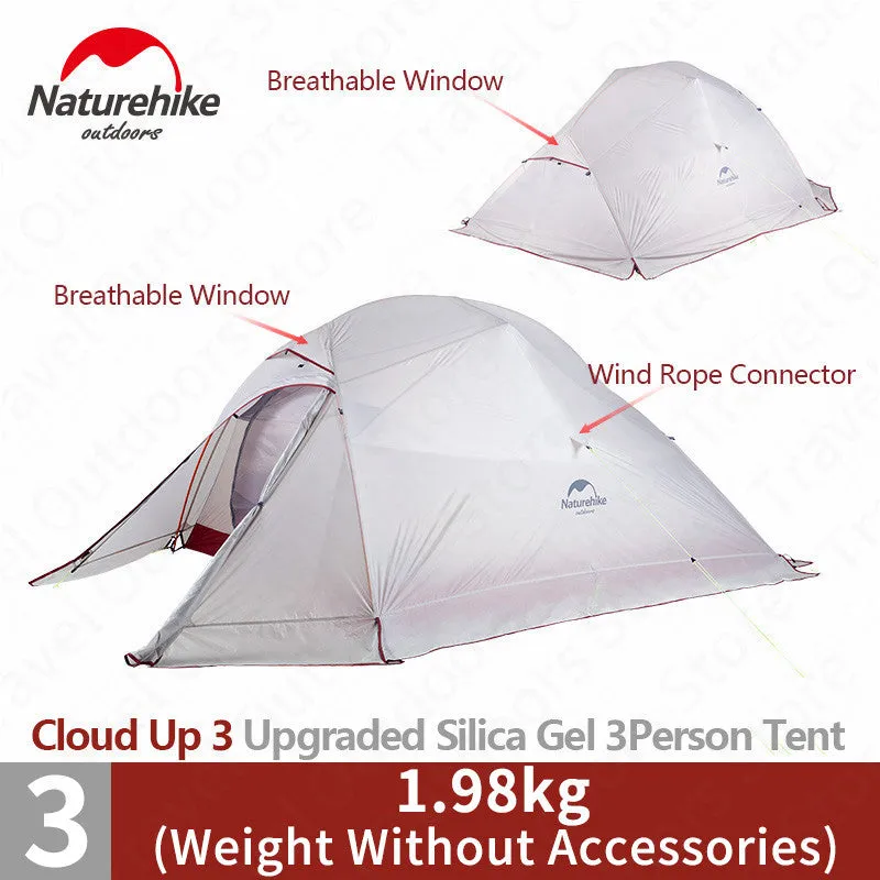 Naturehike Cloud Up Series 1 2 3 Person Tent Outdoor Ultralight Camp Tent with Mat Camping 20D