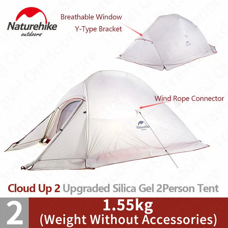 Naturehike Cloud Up Series 1 2 3 Person Tent Outdoor Ultralight Camp Tent with Mat Camping 20D