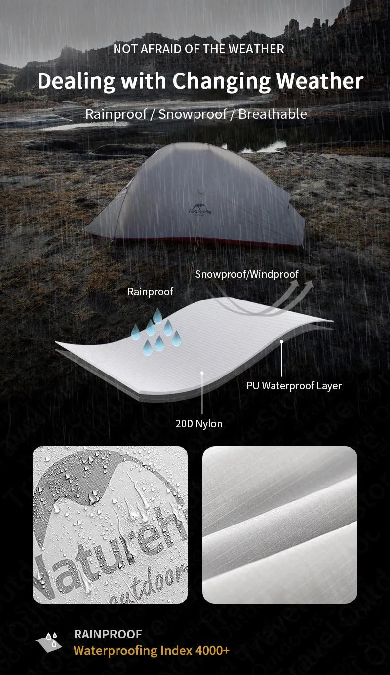 Naturehike Cloud Up Series 1 2 3 Person Tent Outdoor Ultralight Camp Tent with Mat Camping 20D