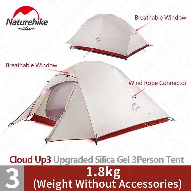 Naturehike Cloud Up Series 1 2 3 Person Tent Outdoor Ultralight Camp Tent with Mat Camping 20D