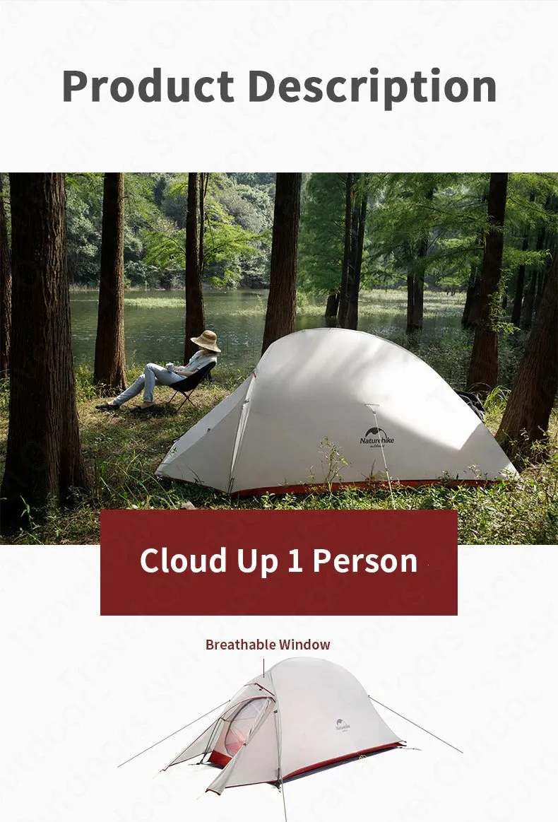 Naturehike Cloud Up Series 1 2 3 Person Tent Outdoor Ultralight Camp Tent with Mat Camping 20D
