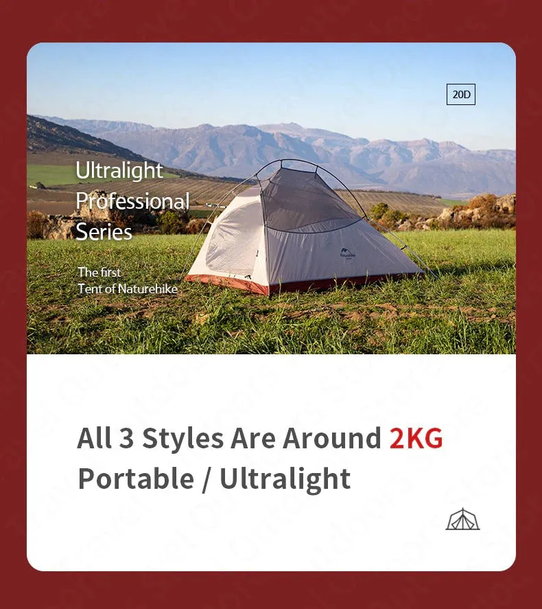 Naturehike Cloud Up Series 1 2 3 Person Tent Outdoor Ultralight Camp Tent with Mat Camping 20D