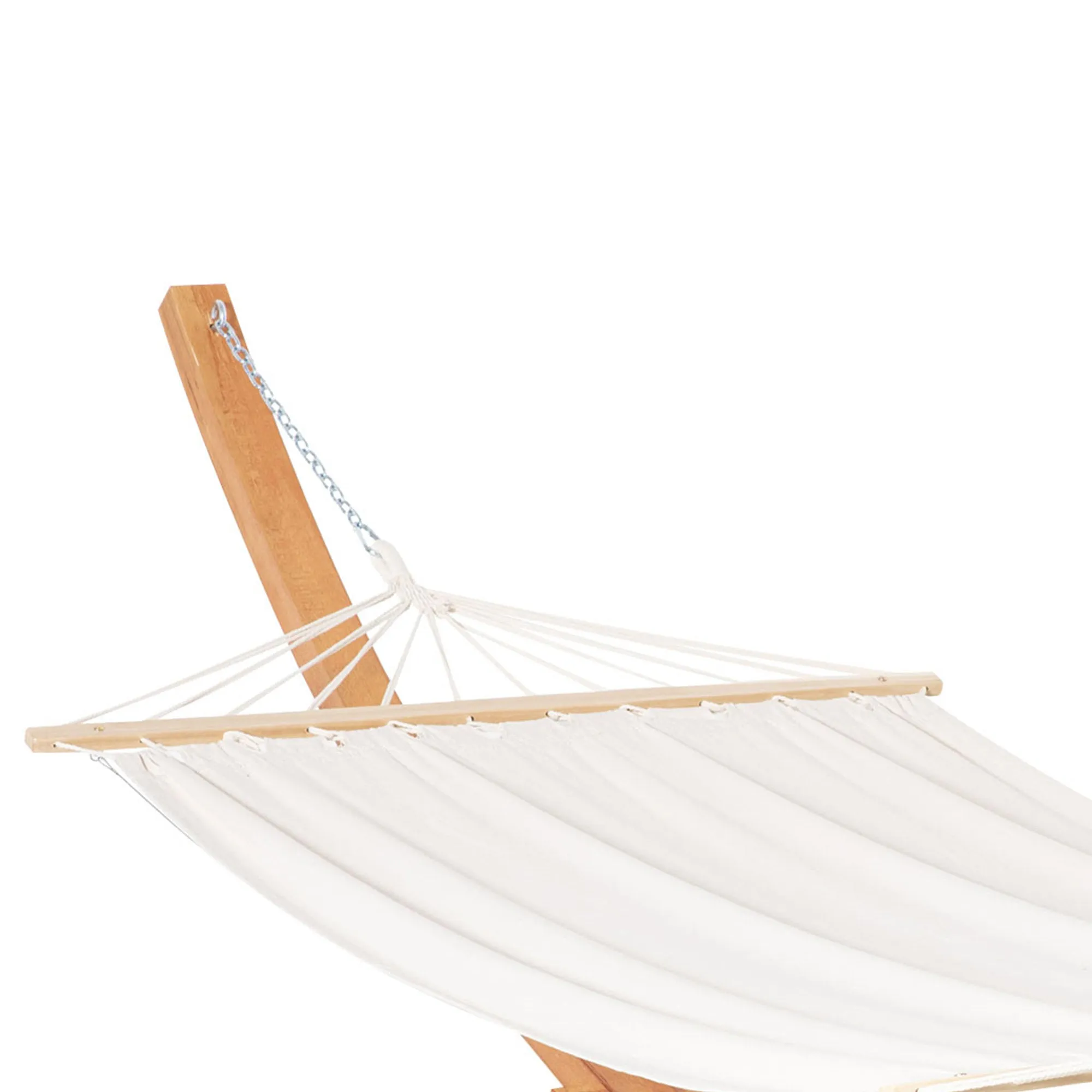 Outsunny Outdoor Garden Hammock Swing Hanging Bed w/Wooden Stand for Patio White