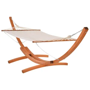 Outsunny Outdoor Garden Hammock Swing Hanging Bed w/Wooden Stand for Patio White