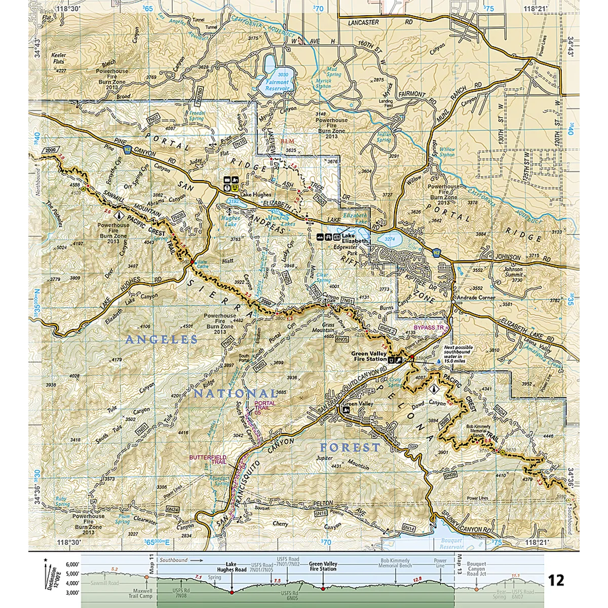 Pacific Crest Trail: Scodie, Piute, and Tehachapi Mountains Map