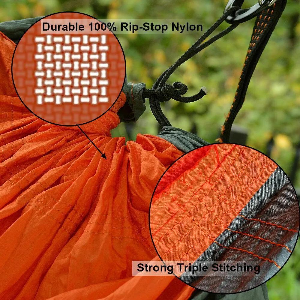 Portable Double Person Canvas Hammock Outdoor Camping Garden Beach Travel Swing