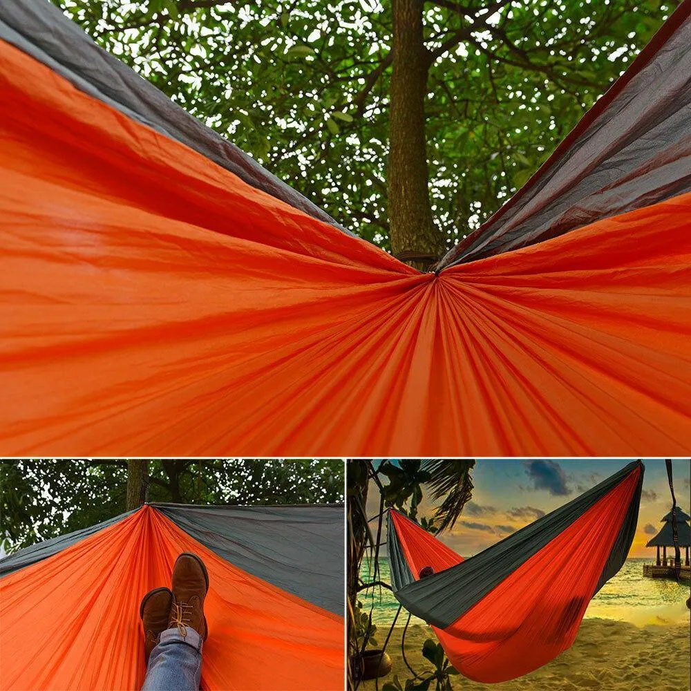 Portable Double Person Canvas Hammock Outdoor Camping Garden Beach Travel Swing