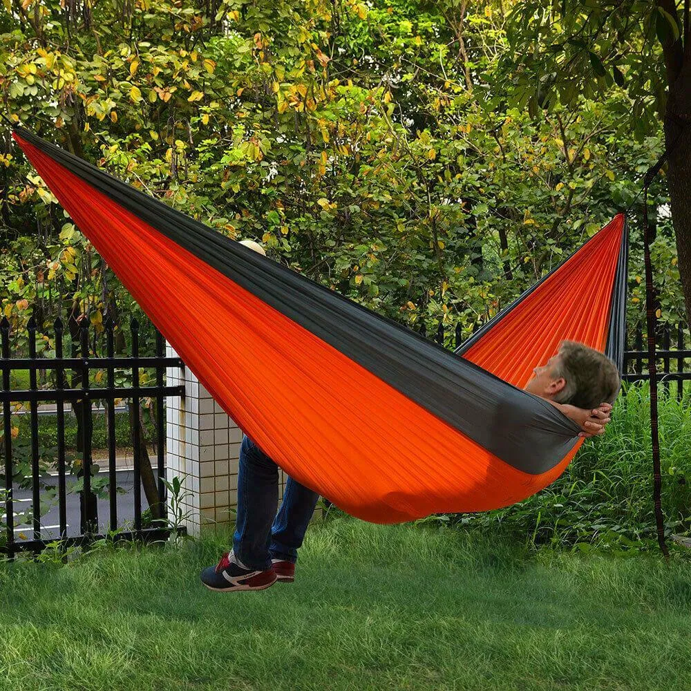 Portable Double Person Canvas Hammock Outdoor Camping Garden Beach Travel Swing