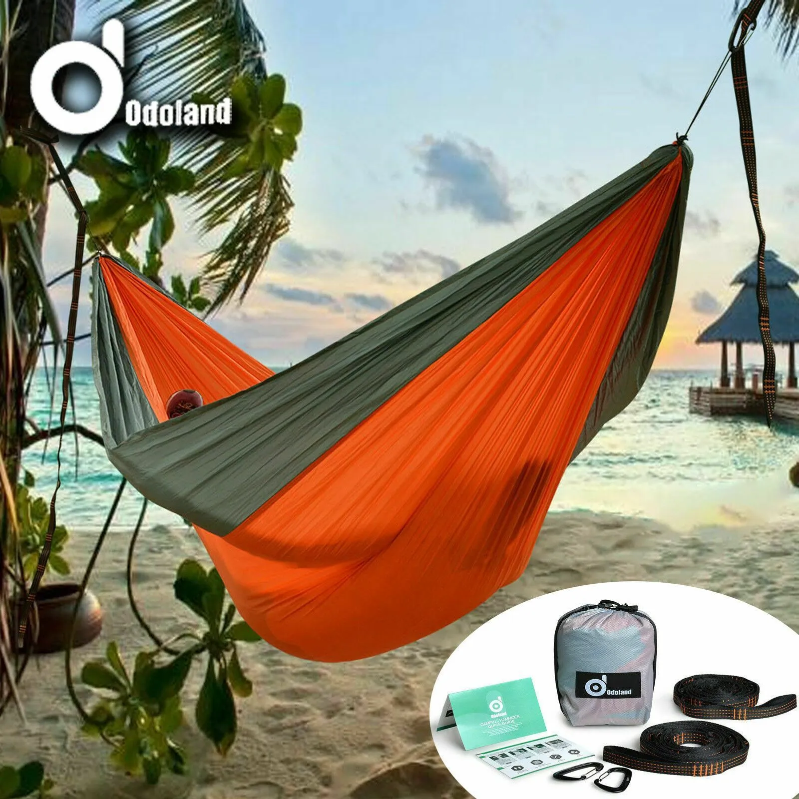Portable Double Person Canvas Hammock Outdoor Camping Garden Beach Travel Swing