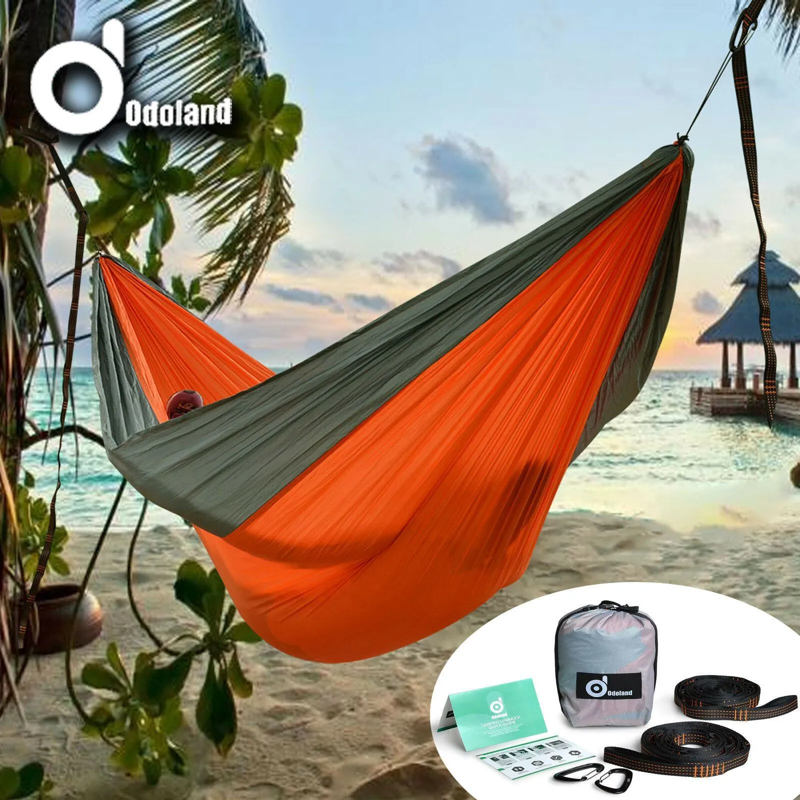 Portable Double Person Canvas Hammock Outdoor Camping Garden Beach Travel Swing