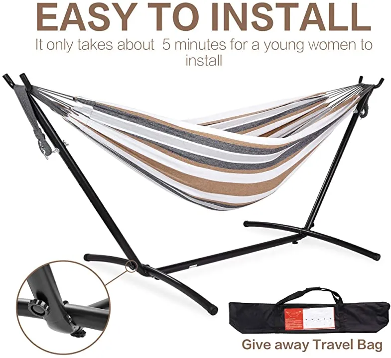 Portable Hammock with Stand for 2 person with Carrying case Outdoor Patio Use