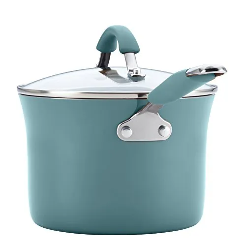 Rachael Ray Cucina Nonstick Cookware Pots and Pans Set, 12 Piece, Agave Blue