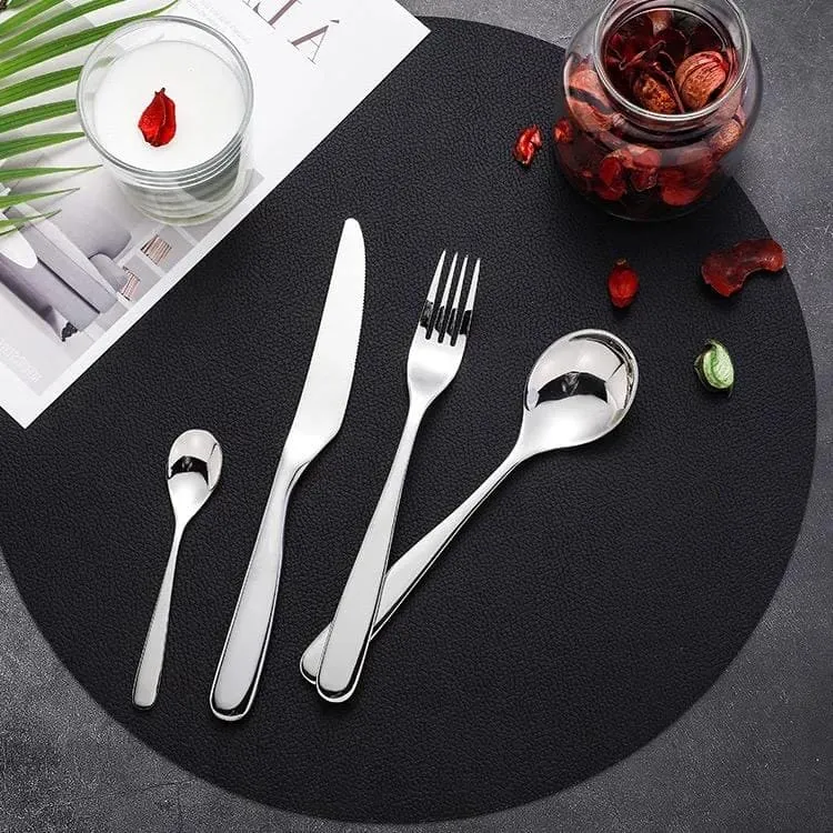Royal Cuisine Stainless Steel 24 Piece Camping Travel Cutlery Set Tableware with Butter Knife/Teaspoons/Fork Mirror Polished Dishwasher Safe