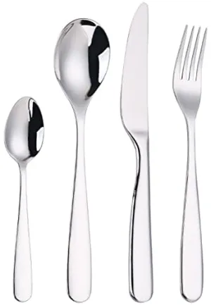 Royal Cuisine Stainless Steel 24 Piece Camping Travel Cutlery Set Tableware with Butter Knife/Teaspoons/Fork Mirror Polished Dishwasher Safe