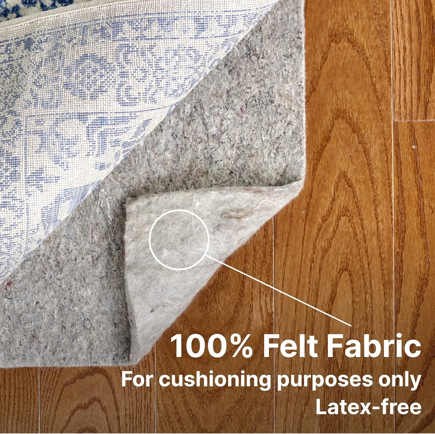 RUGPADUSA - Basics - 9'x12' - 1/4" Thick - 100% Felt - Protective Cushioning Rug Pad - Safe for All Floors and Finishes Including Hardwoods